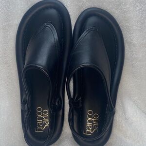 Franco Sarto Black Leather Slip-On Mules